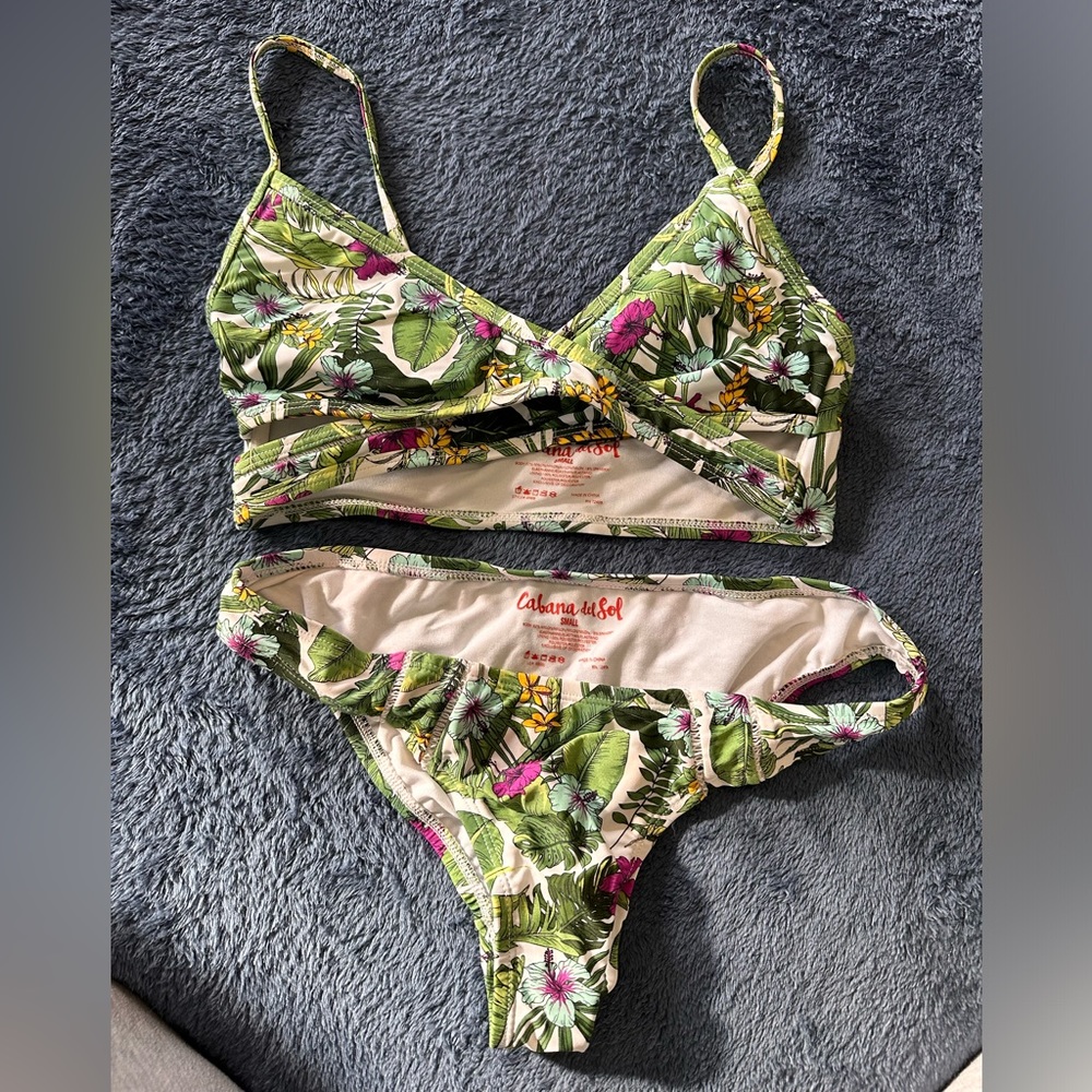 Cabana del sol criss cross palm bikini size S